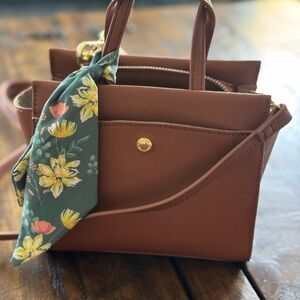 Steve Madden Brown Satchel with Floral Scarf
